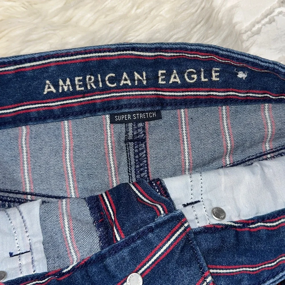 American Eagle | Super Stretch High Rise Striped Denim Mini Skirt
